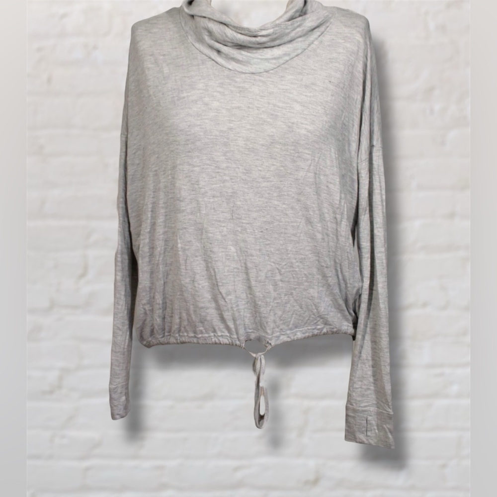 Bench Gray Draped Cowl Neck Long Sleeve Top